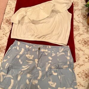 a new day Light Blue & White Abstract Print Shorts